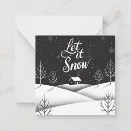 雪の黒と白のミニクリスマスカード ノートカード
