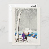 雪の2人の女性 – ヴィンテージ ポストカード (正面/裏面)