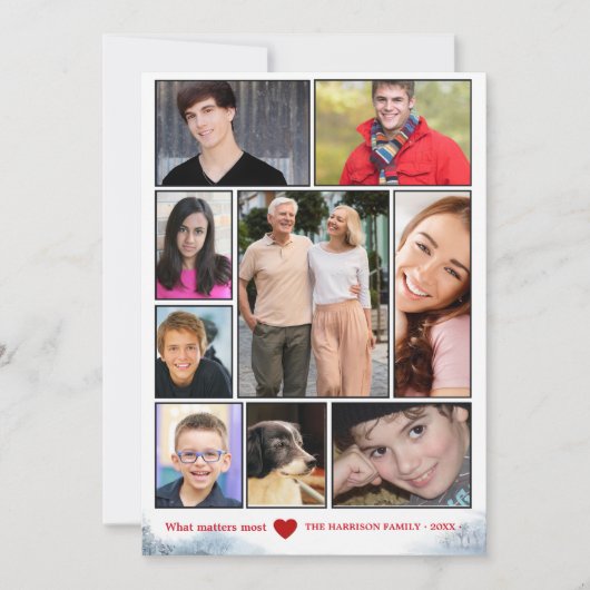 雪の コラージュ ホリデー フォト カード (正面)