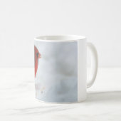雪の(鳥)ショウジョウコウカンチョウのマグ コーヒーマグカップ (正面右)