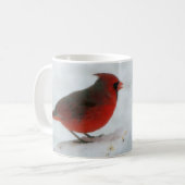雪の(鳥)ショウジョウコウカンチョウのマグ コーヒーマグカップ (正面左)