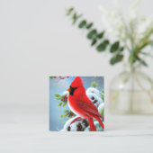 雪の（鳥）ショウジョウコウカンチョウ鳥グラフィック スクエア名刺 (スタンド正面)