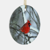 雪の(鳥)ショウジョウコウカンチョウ セラミックオーナメント (右)