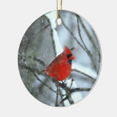 雪の(鳥)ショウジョウコウカンチョウ セラミックオーナメント (左)