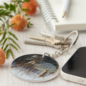 雪のAppaloosaの馬のランニング キーホルダー (正面右)