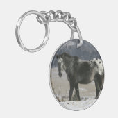 雪のAppaloosaの馬 キーホルダー (正面左)