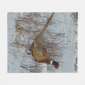 雪のB23リングネックのキジ フリースブランケット (正面(横))