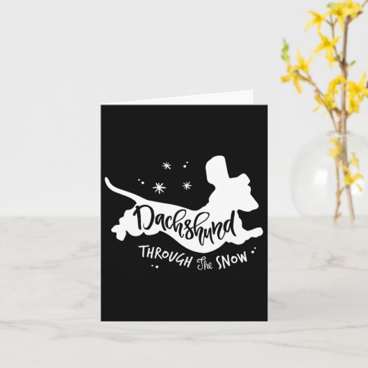 雪のDachshundクリスマスウィーナー犬Xmを介して カード (黄色い花)