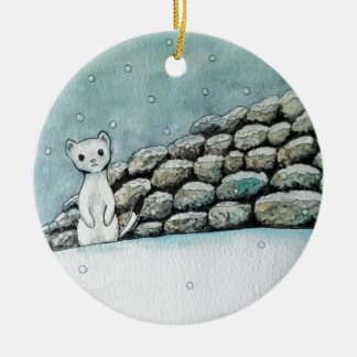 雪のErmine セラミックオーナメント