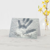 雪のHandprint; ハッピーバースデー カード (黄色い花)