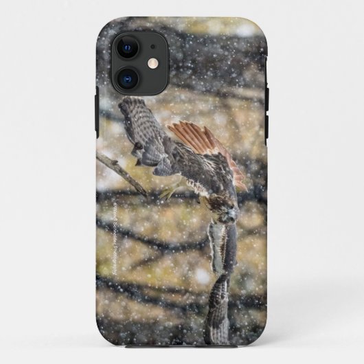 雪のiPhoneの場合の赤い尾タカ Case-Mate iPhoneケース (裏面)