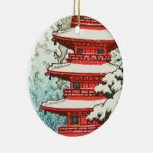 雪のKawase Hasuiの向こうずねのhangaの芸術の塔 セラミックオーナメント (右)