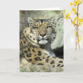 雪のLepordのポートレートカード カード (黄色い花)
