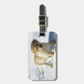 雪のLRイエロー・ラブラドール・レトリーバー子犬 ラゲッジタグ (正面縦)
