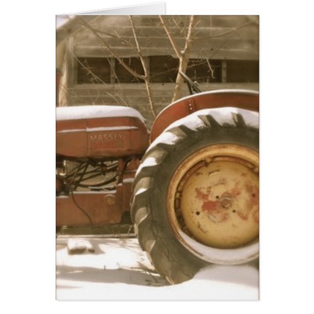 雪のMasseyハリスのトラクター: 空白のなカード (正面)