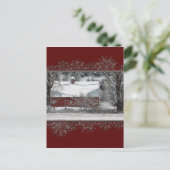 雪はがき内のクリスマス旧赤納屋 シーズンポストカード (スタンド正面)