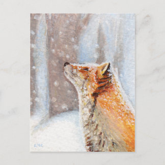 雪はがき絵を描の赤いキツネ ポストカード