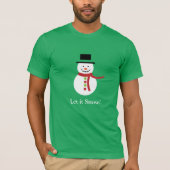 雪はっきりしたのクリスマス笑顔の雪だるまTシャツ Tシャツ (正面)