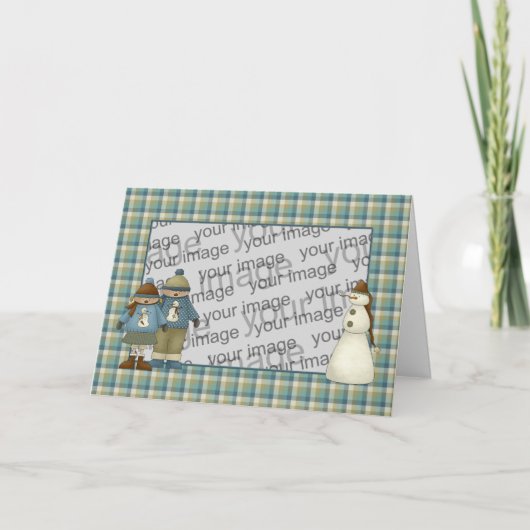 雪はクリスマスカードをからかいます シーズンカード (正面)