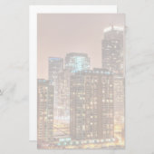 雪はシカゴの夕べにスカイラインに落ちます 便箋 (正面/裏面)