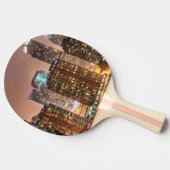 雪はシカゴの夕べにスカイラインに落ちます 卓球ラケット (横)