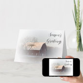 雪はレッドカントリー納屋のビジネスクリスマスをカバー シーズンカード