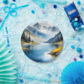 雪は山と湖のキャップ ペーパープレート (パーティー)