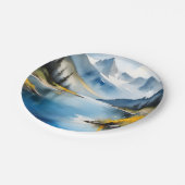 雪は山と湖のキャップ ペーパープレート (アングル)