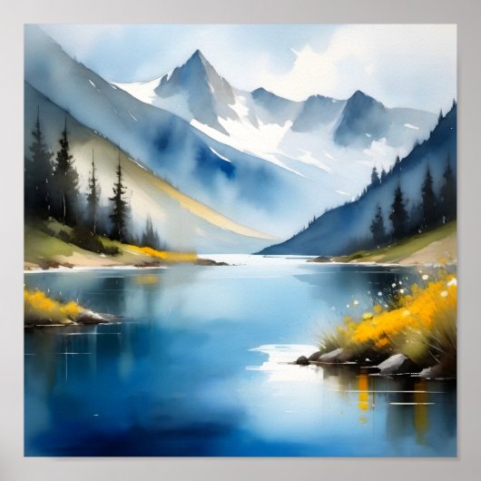 雪は山と湖のキャップ ポスター (正面)