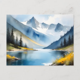 雪は山と湖のキャップ ポストカード