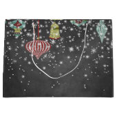 雪は黒板|のクリスマスオーナメントではげます ラージペーパーバッグ (正面)