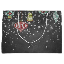 雪は黒板|のクリスマスオーナメントではげます ラージペーパーバッグ