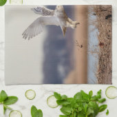 雪ふくろうが離陸 キッチンタオル (折り畳み)