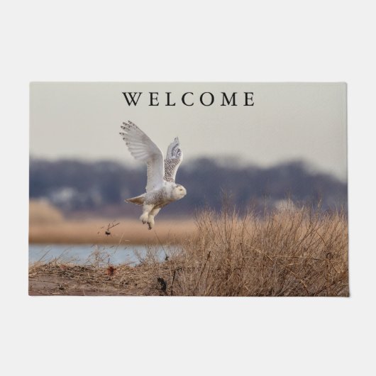 雪ふくろうが離陸 ドアマット (正面)