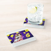 雪ふくろうの夜 ガラスコースター (アングル)