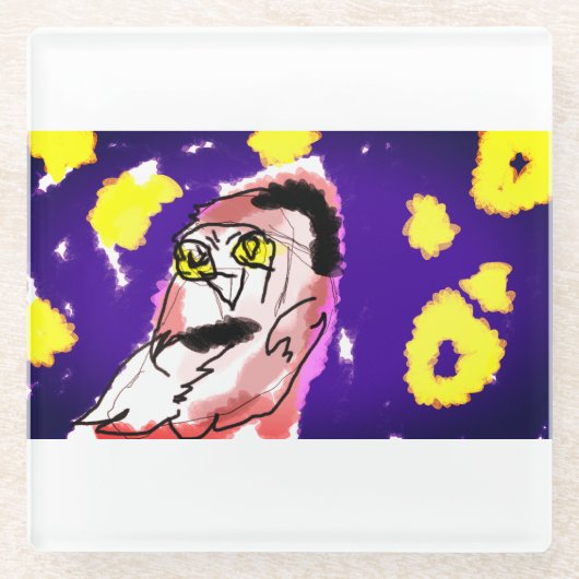 雪ふくろうの夜 ガラスコースター (正面)