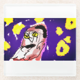 雪ふくろうの夜 ガラスコースター