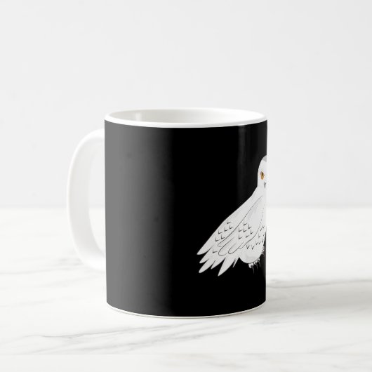 雪ふくろうの白いフオカマドリ コーヒーマグカップ (正面左)