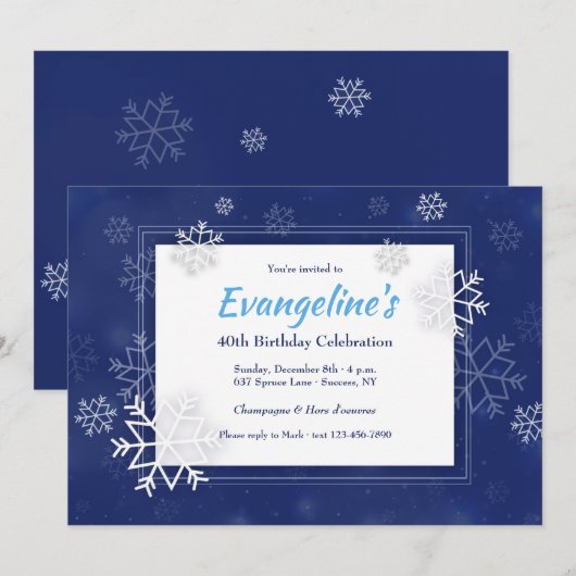 雪ぼやけ片招待状 招待状 (正面/裏面)