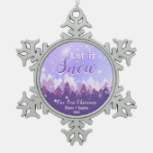 雪むらさき雪の森メリークリスマス スノーフレークピューターオーナメント (正面)