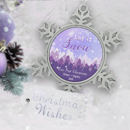 雪むらさき雪の森メリークリスマス スノーフレークピューターオーナメント