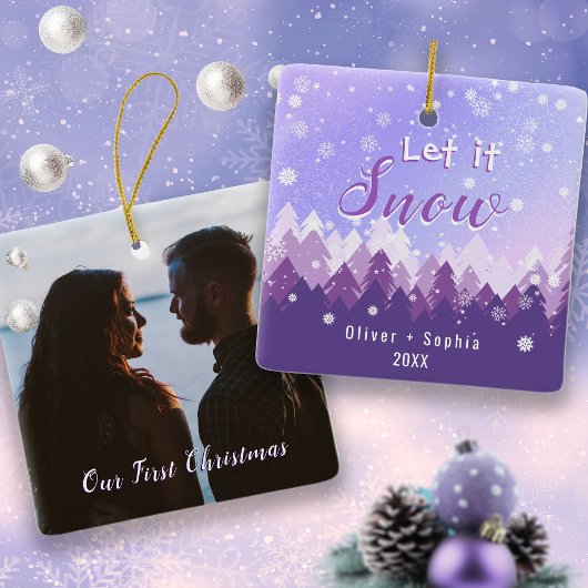 雪むらさき雪の森メリークリスマス セラミックオーナメント