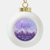 雪むらさき雪の森メリークリスマス セラミックボールオーナメント (正面)
