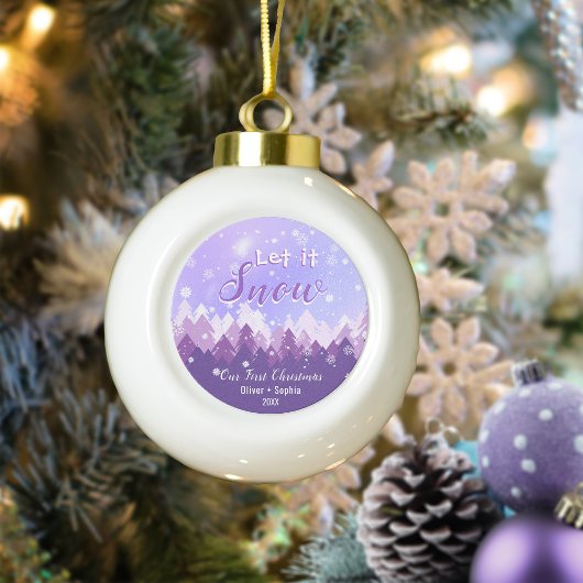 雪むらさき雪の森メリークリスマス セラミックボールオーナメント