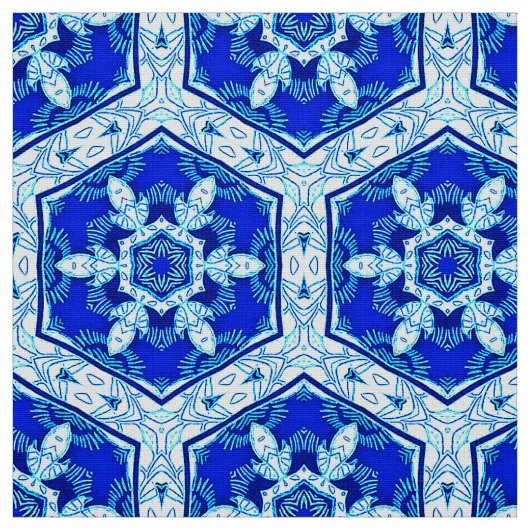 雪やめ片パターン – Cobalt Blue and White ファブリック (見本)