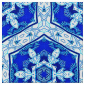 雪やめ片パターン – Cobalt Blue and White ファブリック (クローズアップ)