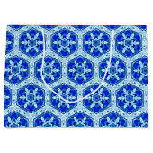 雪やめ片パターン – Cobalt Blue and White ラージペーパーバッグ (正面)