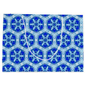雪やめ片パターン – Cobalt Blue and White ラージペーパーバッグ (裏面)