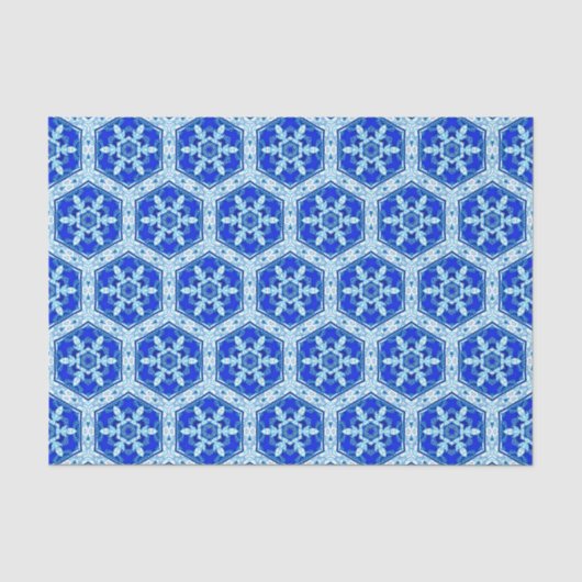 雪やめ片パターン – Cobalt Blue and White 薄葉紙 (正面)