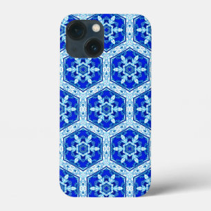 雪やめ片パターン – Cobalt Blue and White iPhone 13 Miniケース